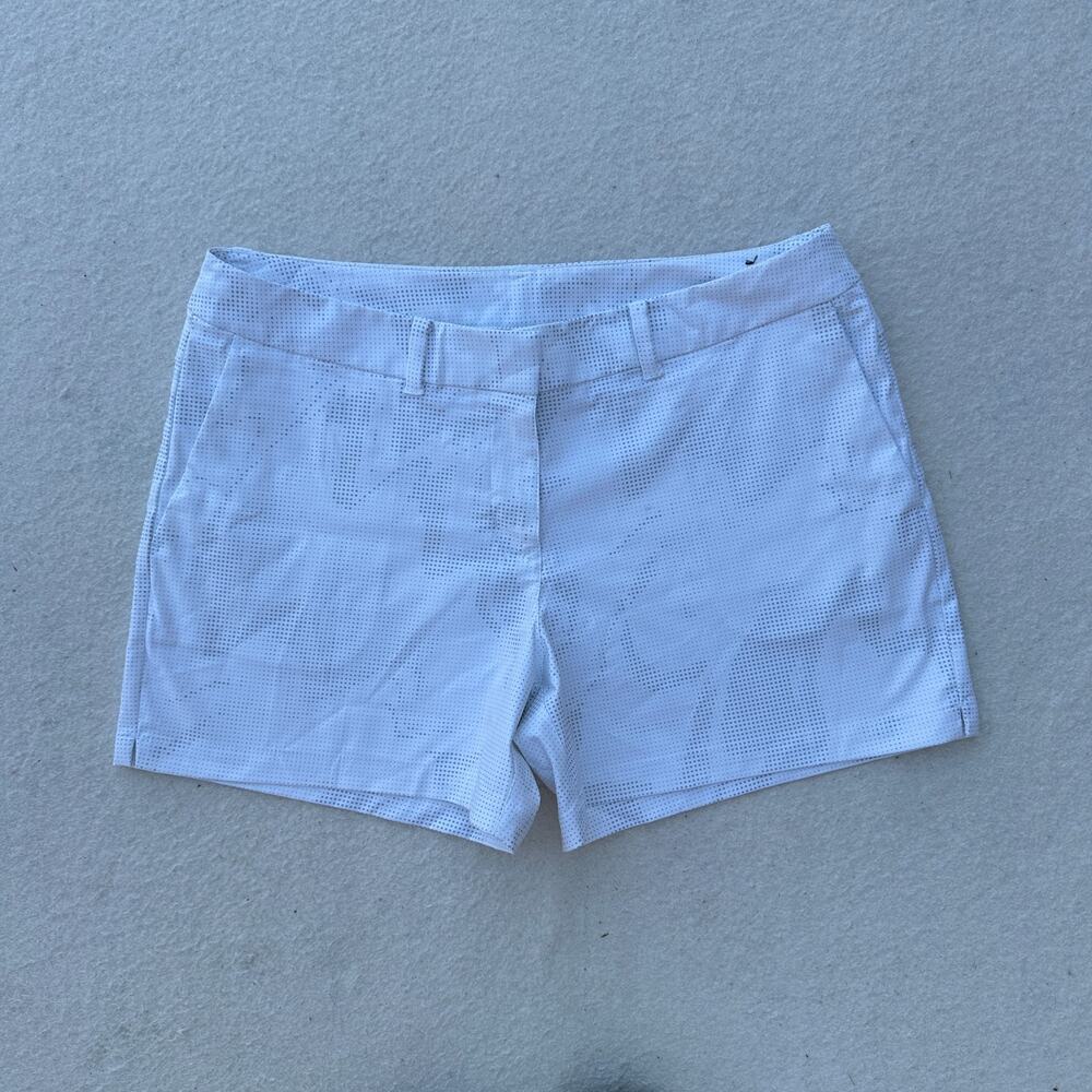 Nike Dri-Fit Athletic Chino Shorts Women's M White Gray Polka Dot Pattern Golf